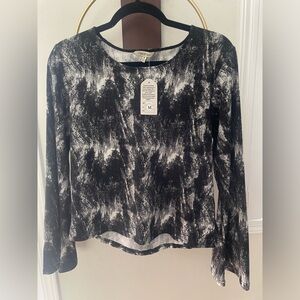 Women's Black & White Tie-Dye Long Sleeve Tee